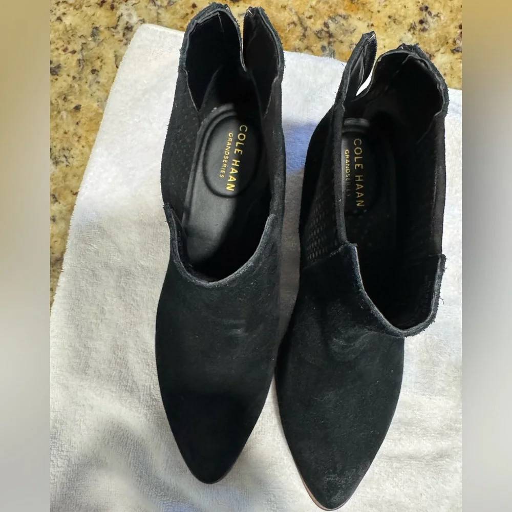 Cole Haan Women's Suede Black Ankle Booties - Picture 1 of 8